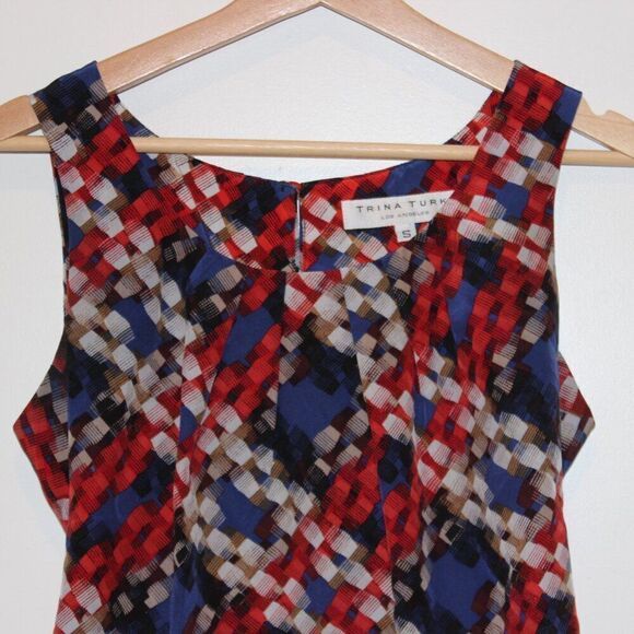 Trina Turk Multicolor Geometric Silk Sleeveless top Women's Size S - Picture 2 of 12